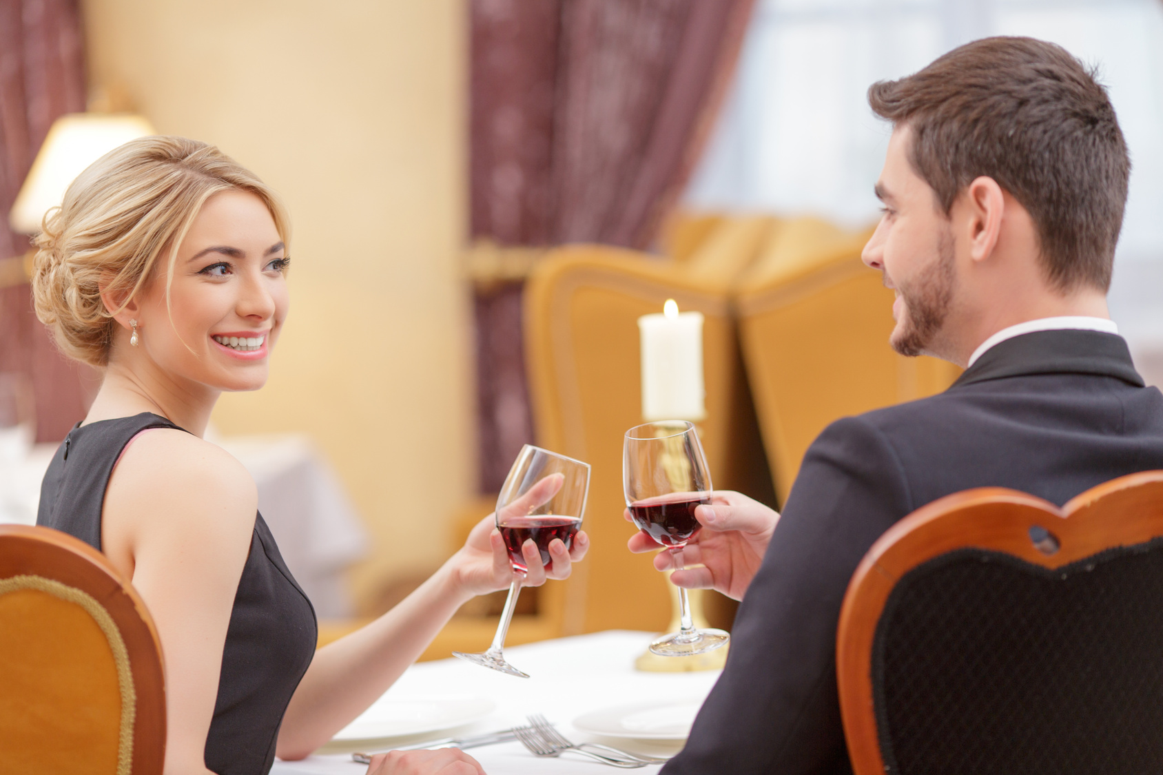 Attractive couple visiting luxury restaurant